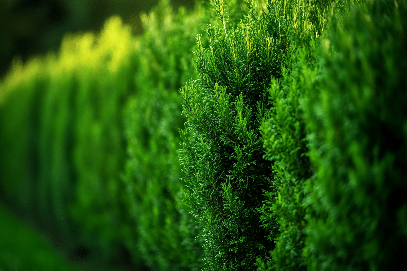 en grønn hekk i hagen