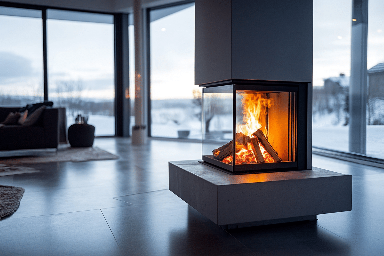 moderne peis som brenner