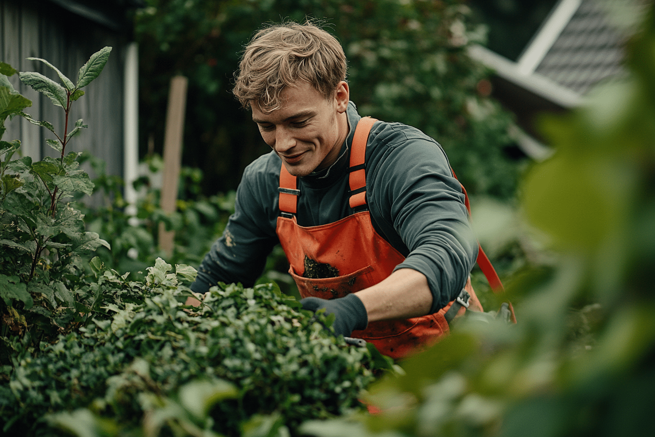 en ung norsk mann som jobber med hekken